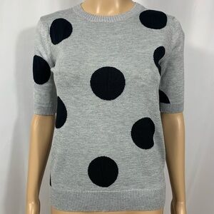 Philosophy Grey and Large Black Polka Dot Crewneck Shirt Sleeve Sweater Size XS